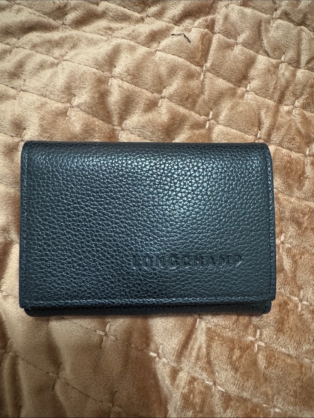 Longchamp Black Pebbled Leather Wristlet Clutch